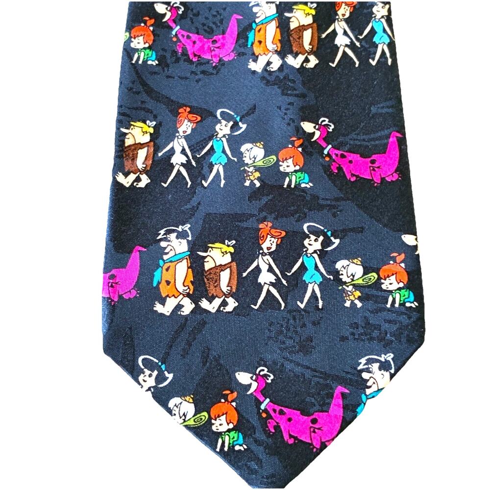 Vintage 1993 Fred Flintstone necktie Bedrock Fred Betty Wilma Dino Hanna Barbera